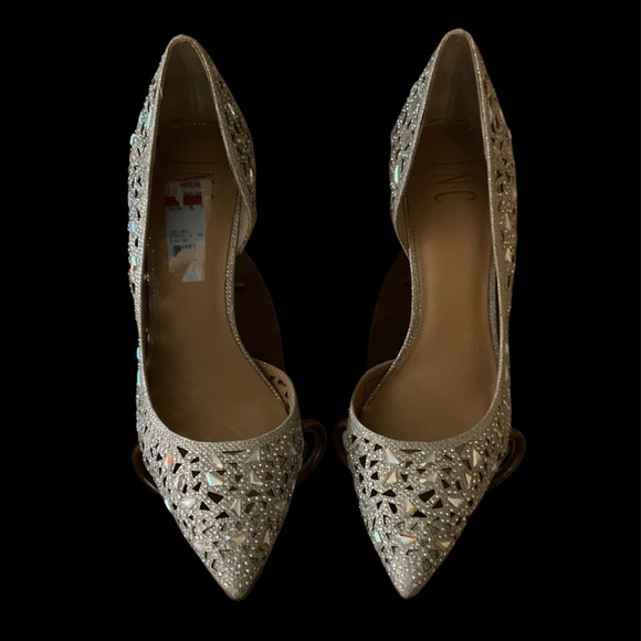 INC International Concepts Glittering Silver Cutout Heels - Picture 2 of 3